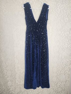 Cider Navy Velvet Celestial Jumpsuit